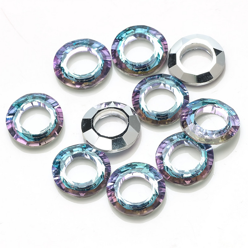 10 vnt Angelo žiedo krištolo tarpiklio karoliukas 20 mm didelės skylės stikliniai apvalūs karoliukai papuošalams gaminti pakabinami auskarai, karolių priedai