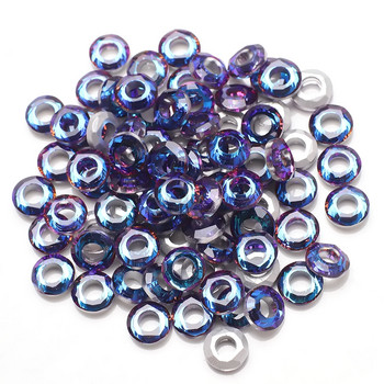 Big Hole Bead Spacer 8/10/14mm Angel Ring Glass Στρογγυλές χάντρες For Charms Κρύσταλλα Κοσμήματα DIY Making Earing Needlework αξεσουάρ