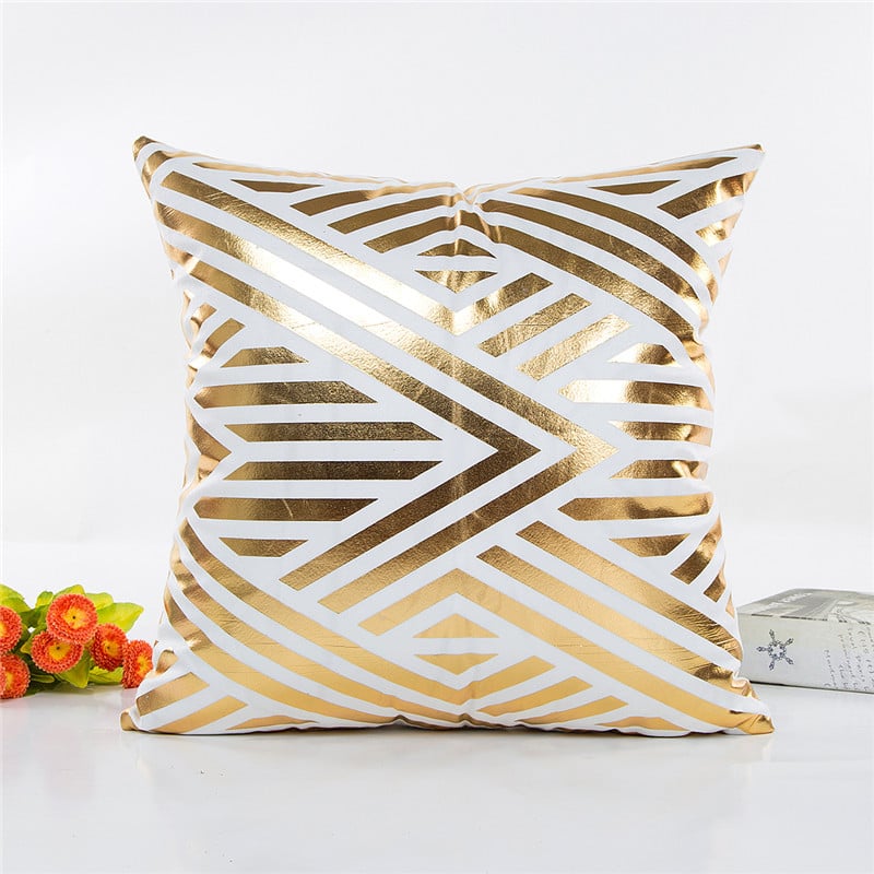 luxus Arany Bronzing Egyszerű Párna Párna Nordic Geometric Arany Bélyegző Párnahuzat Kanapéágy Nappali dekor Dobópárnák