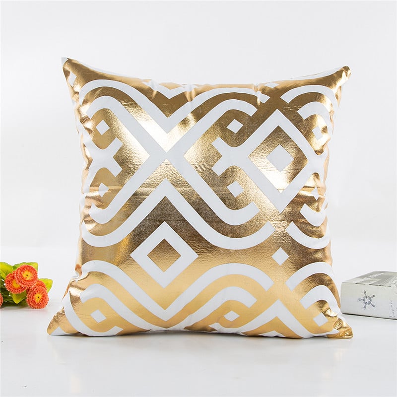 luxus Arany Bronzing Egyszerű Párna Párna Nordic Geometric Arany Bélyegző Párnahuzat Kanapéágy Nappali dekor Dobópárnák