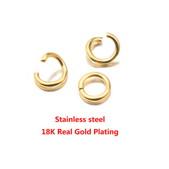 Aiovlo 100 бр./лот златни отворени пръстени за скок от неръждаема стомана Директни 4/5/6 мм разделени пръстени Конектори за правене на находки за Направи си сам