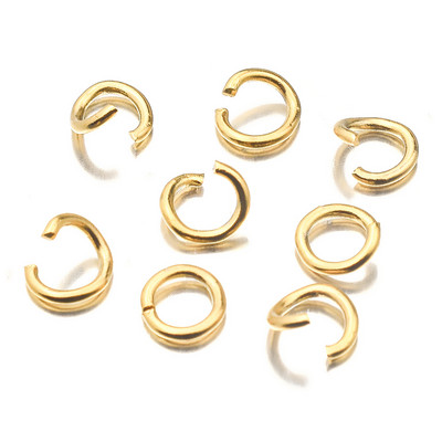 Aiovlo 100db/tétel arany rozsdamentes acél nyitott ugrógyűrűk közvetlen 4/5/6 mm-es osztott gyűrűk csatlakozók barkács ékszerleletekhez