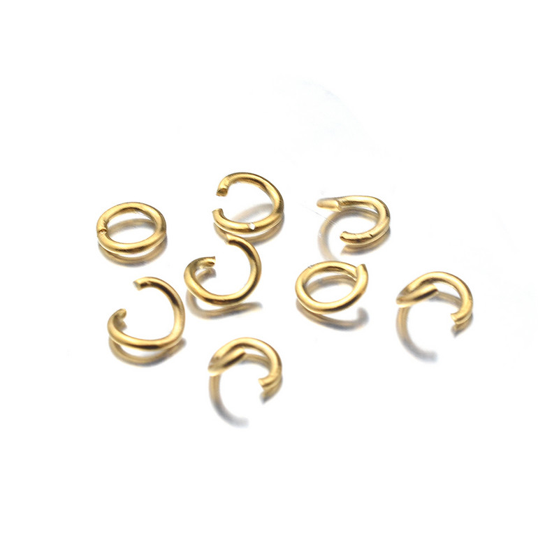 Aiovlo 100 buc/lot inele deschise din oțel inoxidabil auriu, conectori directe de 4/5/6 mm inele despicate pentru realizarea de descoperiri de bijuterii DIY