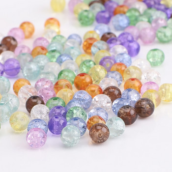 120 τμχ 6 χιλιοστά Φυσικό χιόνι ραγισμένο κρύσταλλο χάντρες Loose Round Spacer Χάντρες χαλαζία Χονδρική πώληση για κοσμήματα που κατασκευάζουν γυναίκες αξεσουάρ Diy