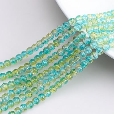 120 τμχ 6 χιλιοστά Φυσικό χιόνι ραγισμένο κρύσταλλο χάντρες Loose Round Spacer Χάντρες χαλαζία Χονδρική πώληση για κοσμήματα που κατασκευάζουν γυναίκες αξεσουάρ Diy