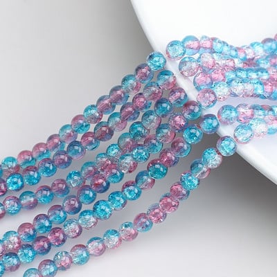 120 τμχ 6 χιλιοστά Φυσικό χιόνι ραγισμένο κρύσταλλο χάντρες Loose Round Spacer Χάντρες χαλαζία Χονδρική πώληση για κοσμήματα που κατασκευάζουν γυναίκες αξεσουάρ Diy