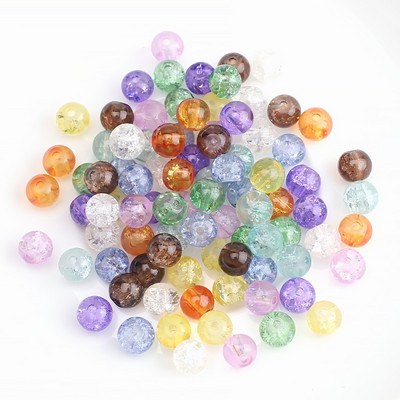 120 τμχ 6 χιλιοστά Φυσικό χιόνι ραγισμένο κρύσταλλο χάντρες Loose Round Spacer Χάντρες χαλαζία Χονδρική πώληση για κοσμήματα που κατασκευάζουν γυναίκες αξεσουάρ Diy