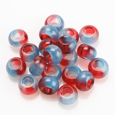 20 komada staklenih okruglih perli s velikom rupom, dvobojne perle s velikom rupom od 10x14 mm, kristalni odstojnik za DIY izradu narukvica, ručno izrađen nakit