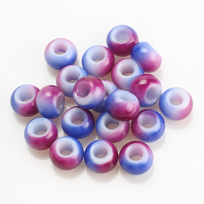 20 komada staklenih okruglih perli s velikom rupom, dvobojne perle s velikom rupom od 10x14 mm, kristalni odstojnik za DIY izradu narukvica, ručno izrađen nakit