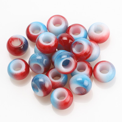 20 komada staklenih okruglih perli s velikom rupom, dvobojne perle s velikom rupom od 10x14 mm, kristalni odstojnik za DIY izradu narukvica, ručno izrađen nakit