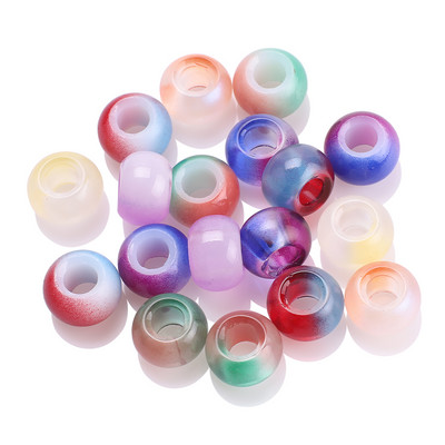 20 komada staklenih okruglih perli s velikom rupom, dvobojne perle s velikom rupom od 10x14 mm, kristalni odstojnik za DIY izradu narukvica, ručno izrađen nakit