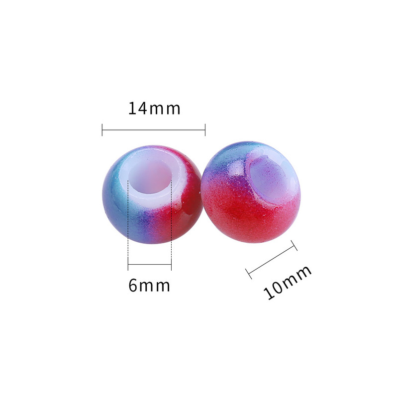 20 komada staklenih okruglih perli s velikom rupom, dvobojne perle s velikom rupom od 10x14 mm, kristalni odstojnik za DIY izradu narukvica, ručno izrađen nakit