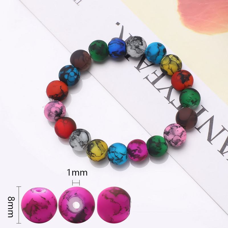 45 kom Šarene staklene narukvice Kamen 8 mm kristalno mat okrugle razmaknice perle za izradu nakita DIY ogrlica Nakit Dodaci