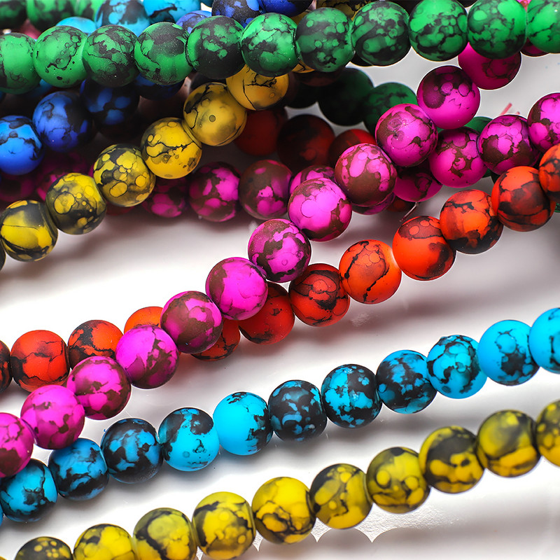 45 kom Šarene staklene narukvice Kamen 8 mm kristalno mat okrugle razmaknice perle za izradu nakita DIY ogrlica Nakit Dodaci