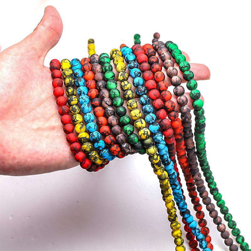 45 kom Šarene staklene narukvice Kamen 8 mm kristalno mat okrugle razmaknice perle za izradu nakita DIY ogrlica Nakit Dodaci