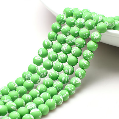 45 τμχ Γυάλινες ματ χάντρες 8mm Καουτσούκ νέον στρογγυλό διαχωριστικό με χάντρες για κοσμήματα κατασκευής DIY γούρια Αξεσουάρ κολιέ/βραχιόλι/ σκουλαρίκια