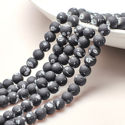 45 τμχ Γυάλινες ματ χάντρες 8mm Καουτσούκ νέον στρογγυλό διαχωριστικό με χάντρες για κοσμήματα κατασκευής DIY γούρια Αξεσουάρ κολιέ/βραχιόλι/ σκουλαρίκια