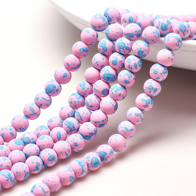 45 τμχ Γυάλινες ματ χάντρες 8mm Καουτσούκ νέον στρογγυλό διαχωριστικό με χάντρες για κοσμήματα κατασκευής DIY γούρια Αξεσουάρ κολιέ/βραχιόλι/ σκουλαρίκια