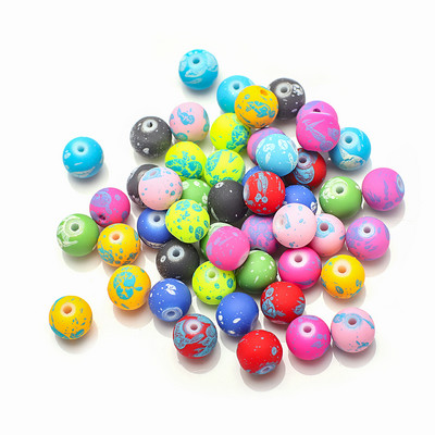 45 τμχ Γυάλινες ματ χάντρες 8mm Καουτσούκ νέον στρογγυλό διαχωριστικό με χάντρες για κοσμήματα κατασκευής DIY γούρια Αξεσουάρ κολιέ/βραχιόλι/ σκουλαρίκια