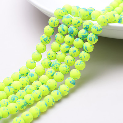 45 τμχ Γυάλινες ματ χάντρες 8mm Καουτσούκ νέον στρογγυλό διαχωριστικό με χάντρες για κοσμήματα κατασκευής DIY γούρια Αξεσουάρ κολιέ/βραχιόλι/ σκουλαρίκια