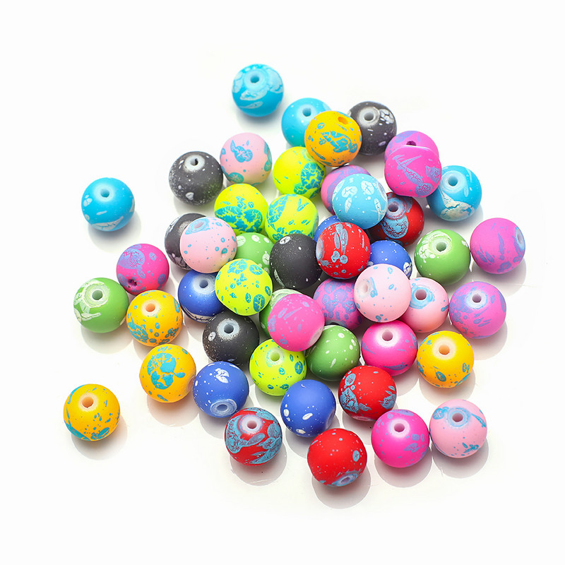 45 τμχ Γυάλινες ματ χάντρες 8mm Καουτσούκ νέον στρογγυλό διαχωριστικό με χάντρες για κοσμήματα κατασκευής DIY γούρια Αξεσουάρ κολιέ/βραχιόλι/ σκουλαρίκια