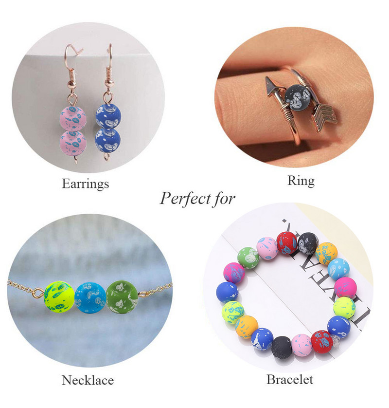 45 τμχ Γυάλινες ματ χάντρες 8mm Καουτσούκ νέον στρογγυλό διαχωριστικό με χάντρες για κοσμήματα κατασκευής DIY γούρια Αξεσουάρ κολιέ/βραχιόλι/ σκουλαρίκια