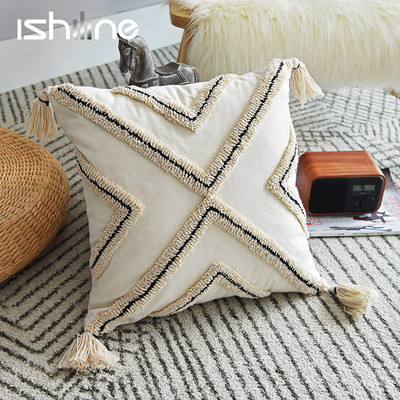 Bohemian Cushion Cover Γεωμετρικό μαξιλαροθήκη με φούντες Μοντέρνα μαξιλαροθήκη για ντεκόρ καναπέ Μαξιλαροθήκη