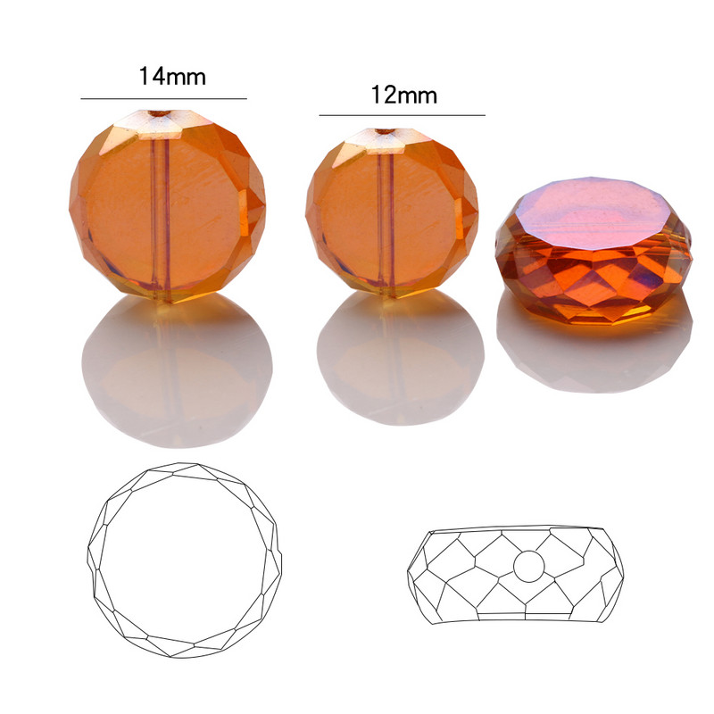 20 komada nakita Diy Izrada kristalnih dodataka Flatback Okrugle perle 14 mm Fasetirane staklene labave perle Jeftine perle Veleprodaja na veliko