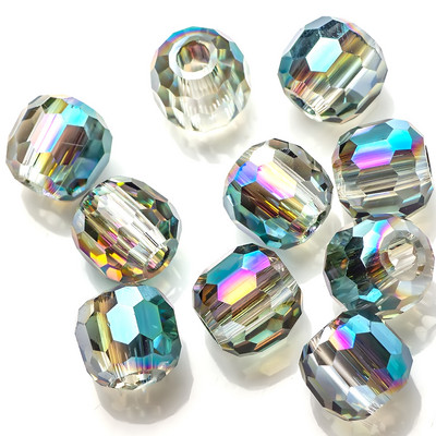 Mărgele cu găuri mari, 10/12 MM, sticlă de cristal, formă rotundă, piatră naturală, mărgele, accesorii pentru bijuterii, pentru a face brățări, colier, acut