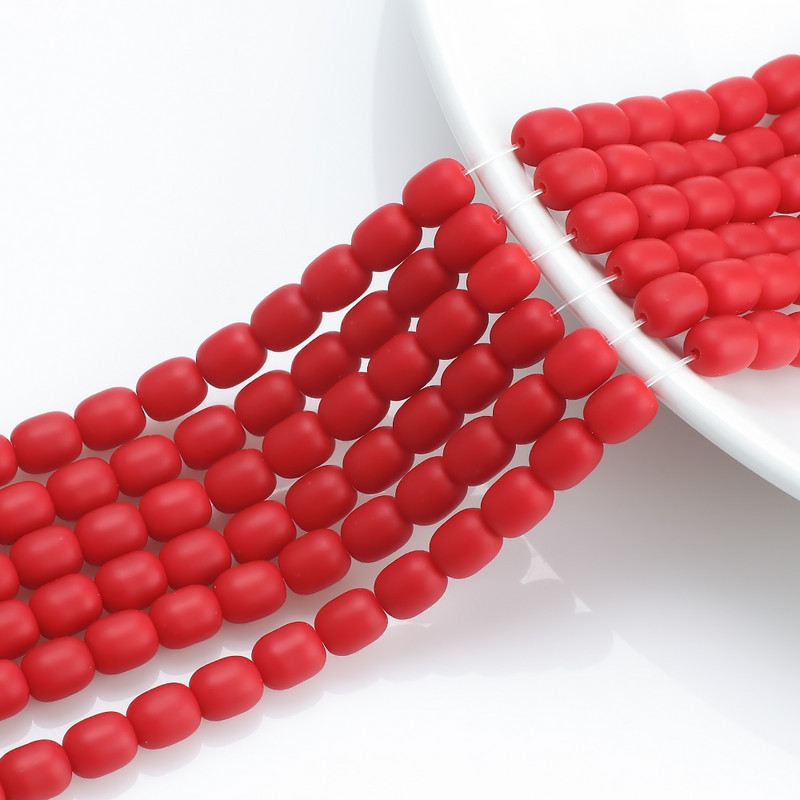 40 buc/lot margele de sticla mate cilindrice 8x10mm margele ovale de cristal pentru realizarea de bijuterii, bricolaj, bratari, colier, accesorii de bijuterii