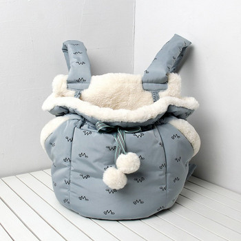 Чанта за носене на домашни любимци Зимна топла малка котка Кучета Раница Cat Carrier Пътуване на открито 6 кг Носеща плюшена клетка за домашни любимци