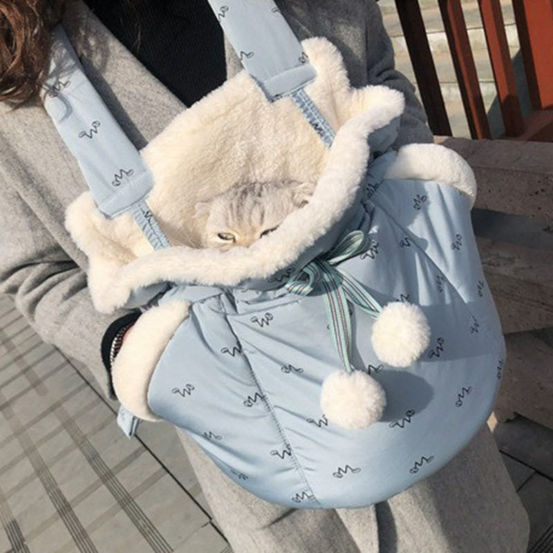 Kisállat hordtáska Téli meleg kis macska kutyák hátizsák macskahordozó kültéri utazáshoz 6 kg teherbíró plüss kisállatketrec