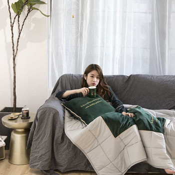 105x145 см модерно многофункционално одеяло с двойна употреба, възглавница, къса плюшена възглавница за облегалка на кола, декорация, букви, чисти цветове, одеяла, домашни