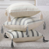 Homaxy Cotton párnahuzat Csíkos párnahuzat Dekoratív párnahuzat Sofa Car Home-hoz 45x45 50x50 luxus díszpárnahuzat