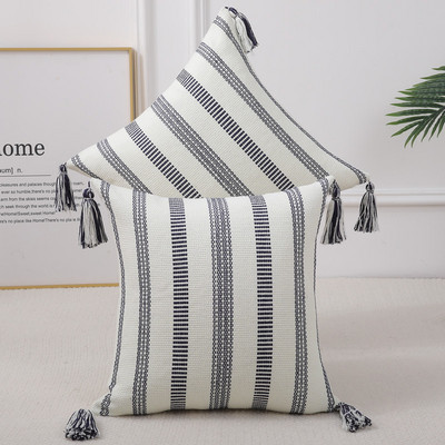 Homaxy Cotton párnahuzat Csíkos párnahuzat Dekoratív párnahuzat Sofa Car Home-hoz 45x45 50x50 luxus díszpárnahuzat
