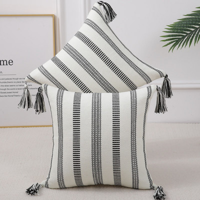 Homaxy Cotton párnahuzat Csíkos párnahuzat Dekoratív párnahuzat Sofa Car Home-hoz 45x45 50x50 luxus díszpárnahuzat