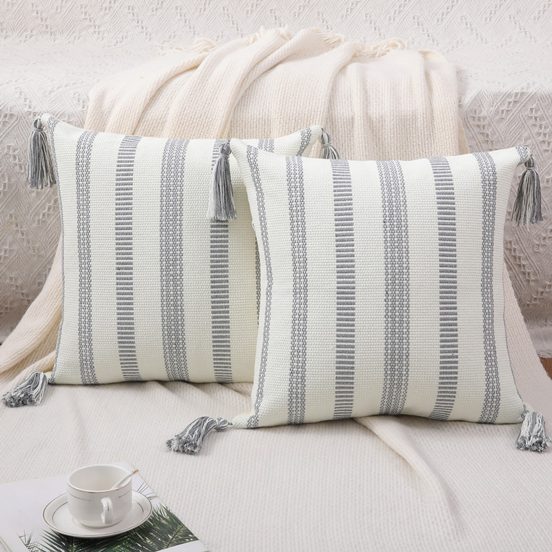 Homaxy Cotton párnahuzat Csíkos párnahuzat Dekoratív párnahuzat Sofa Car Home-hoz 45x45 50x50 luxus díszpárnahuzat