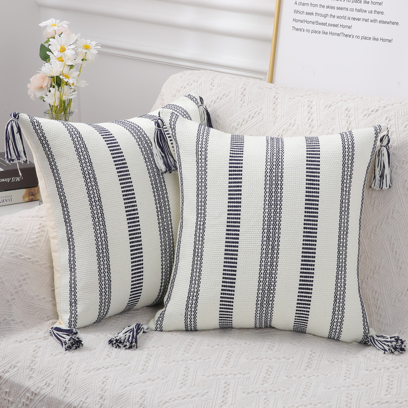 Homaxy Cotton párnahuzat Csíkos párnahuzat Dekoratív párnahuzat Sofa Car Home-hoz 45x45 50x50 luxus díszpárnahuzat