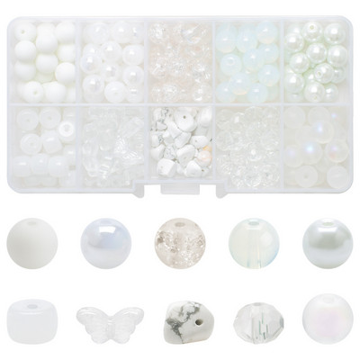 200 τεμ./Κουτί 8mm ντεγκραντέ γυάλινες χάντρες Loose Spacer Στρογγυλές χάντρες για DIY Κατασκευή κοσμημάτων Χειροποίητο βραχιόλι κολιέ σκουλαρίκι Σετ χειροτεχνίας
