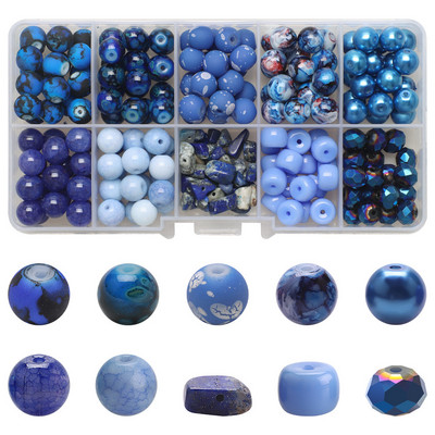 200 τεμ./Κουτί 8mm ντεγκραντέ γυάλινες χάντρες Loose Spacer Στρογγυλές χάντρες για DIY Κατασκευή κοσμημάτων Χειροποίητο βραχιόλι κολιέ σκουλαρίκι Σετ χειροτεχνίας