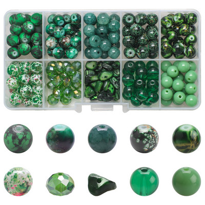 200 τεμ./Κουτί 8mm ντεγκραντέ γυάλινες χάντρες Loose Spacer Στρογγυλές χάντρες για DIY Κατασκευή κοσμημάτων Χειροποίητο βραχιόλι κολιέ σκουλαρίκι Σετ χειροτεχνίας