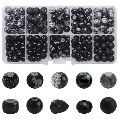 200 τεμ./Κουτί 8mm ντεγκραντέ γυάλινες χάντρες Loose Spacer Στρογγυλές χάντρες για DIY Κατασκευή κοσμημάτων Χειροποίητο βραχιόλι κολιέ σκουλαρίκι Σετ χειροτεχνίας