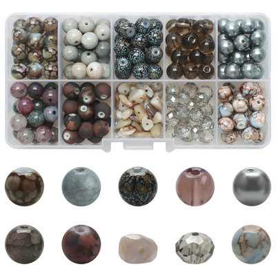 200 τεμ./Κουτί 8mm ντεγκραντέ γυάλινες χάντρες Loose Spacer Στρογγυλές χάντρες για DIY Κατασκευή κοσμημάτων Χειροποίητο βραχιόλι κολιέ σκουλαρίκι Σετ χειροτεχνίας