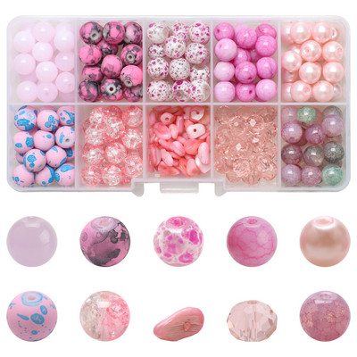 200 τεμ./Κουτί 8mm ντεγκραντέ γυάλινες χάντρες Loose Spacer Στρογγυλές χάντρες για DIY Κατασκευή κοσμημάτων Χειροποίητο βραχιόλι κολιέ σκουλαρίκι Σετ χειροτεχνίας