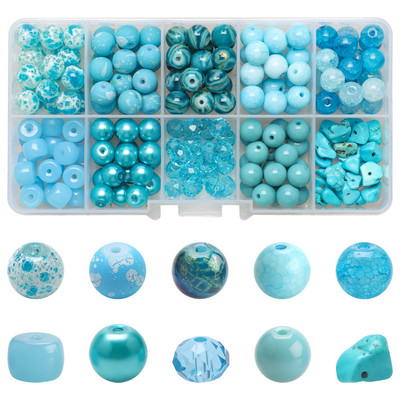 200 τεμ./Κουτί 8mm ντεγκραντέ γυάλινες χάντρες Loose Spacer Στρογγυλές χάντρες για DIY Κατασκευή κοσμημάτων Χειροποίητο βραχιόλι κολιέ σκουλαρίκι Σετ χειροτεχνίας