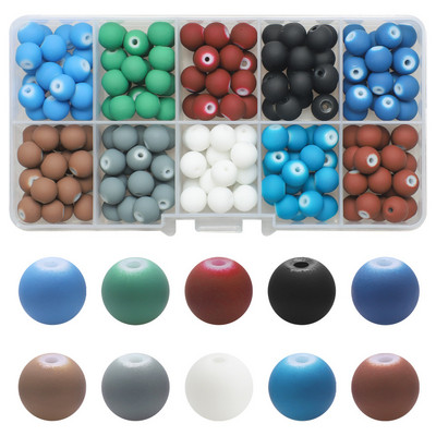 200 τεμ./Κουτί 8mm ντεγκραντέ γυάλινες χάντρες Loose Spacer Στρογγυλές χάντρες για DIY Κατασκευή κοσμημάτων Χειροποίητο βραχιόλι κολιέ σκουλαρίκι Σετ χειροτεχνίας