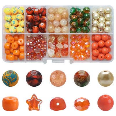 200 τεμ./Κουτί 8mm ντεγκραντέ γυάλινες χάντρες Loose Spacer Στρογγυλές χάντρες για DIY Κατασκευή κοσμημάτων Χειροποίητο βραχιόλι κολιέ σκουλαρίκι Σετ χειροτεχνίας