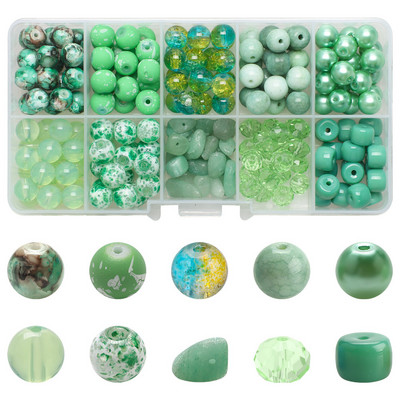 200 τεμ./Κουτί 8mm ντεγκραντέ γυάλινες χάντρες Loose Spacer Στρογγυλές χάντρες για DIY Κατασκευή κοσμημάτων Χειροποίητο βραχιόλι κολιέ σκουλαρίκι Σετ χειροτεχνίας