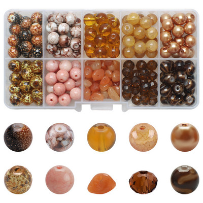 200 τεμ./Κουτί 8mm ντεγκραντέ γυάλινες χάντρες Loose Spacer Στρογγυλές χάντρες για DIY Κατασκευή κοσμημάτων Χειροποίητο βραχιόλι κολιέ σκουλαρίκι Σετ χειροτεχνίας