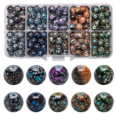 200 τεμ./Κουτί 8mm ντεγκραντέ γυάλινες χάντρες Loose Spacer Στρογγυλές χάντρες για DIY Κατασκευή κοσμημάτων Χειροποίητο βραχιόλι κολιέ σκουλαρίκι Σετ χειροτεχνίας